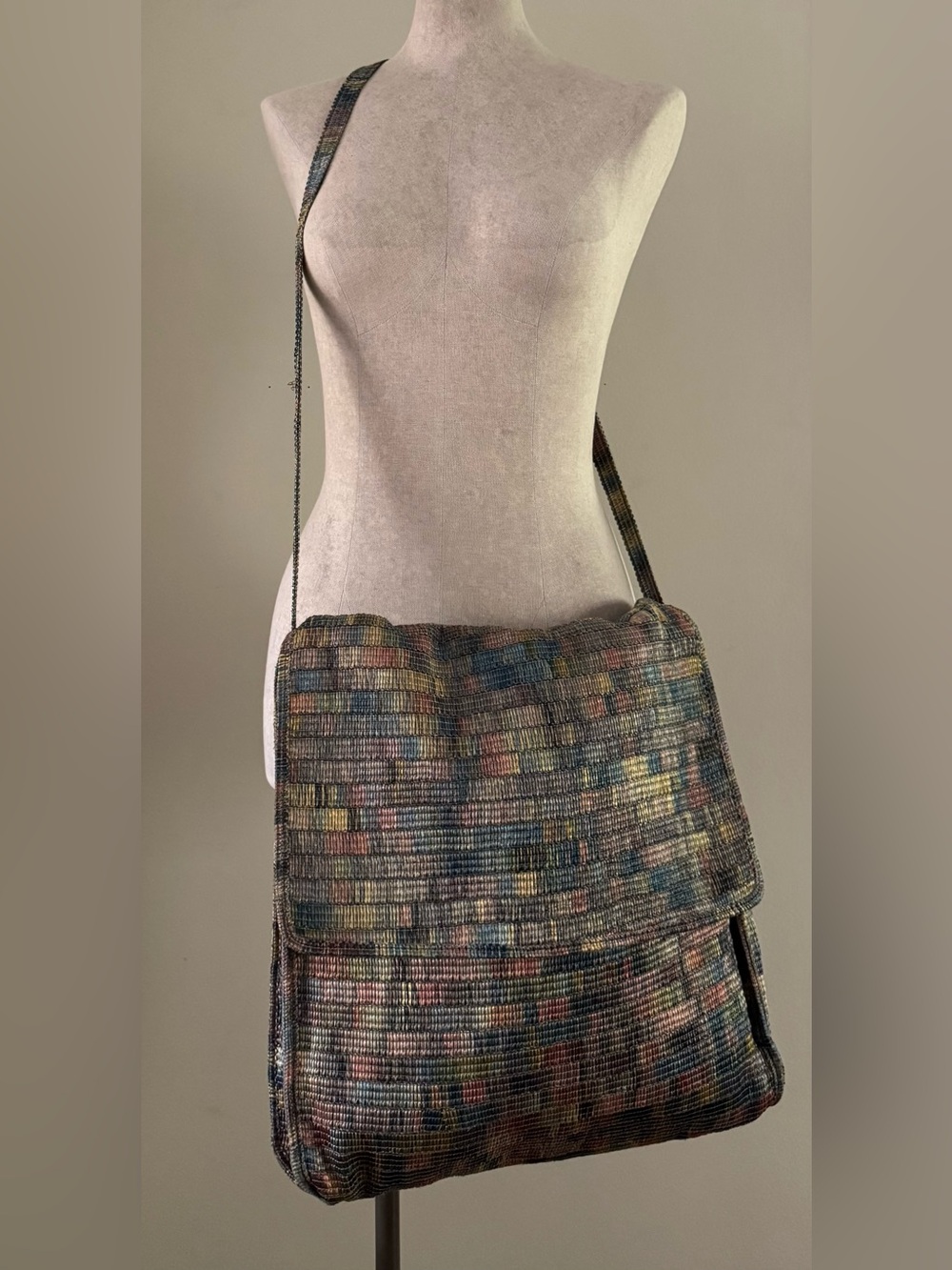 Vintage Messenger Bag Cross Body Multicoloured Tote XL